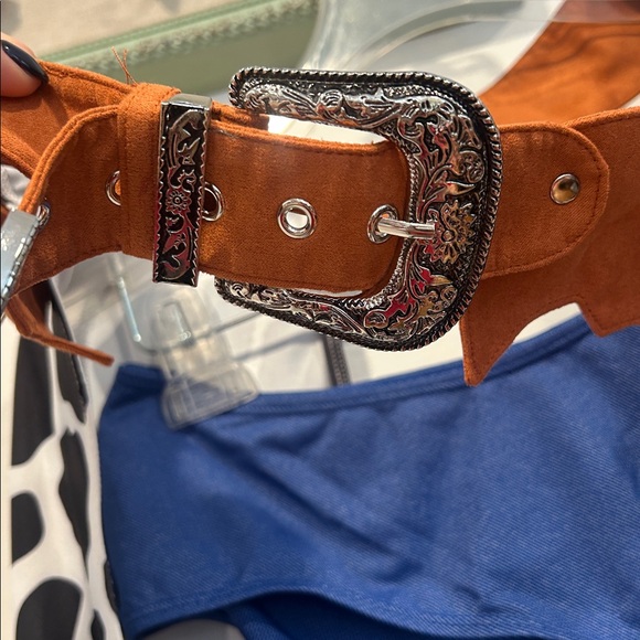 Dolls Kill Jessie Toy Cowgirl Story chaps & hat costume women’s xl nwot - Picture 6 of 8